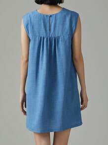 EMERY ROSE Women's Solid Color Sleeveless Casual Vacation Dress