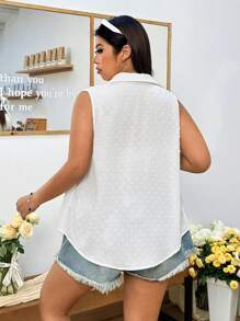 SHEIN EZwear Cardigan senza maniche con colletto oversize per donne taglia forte