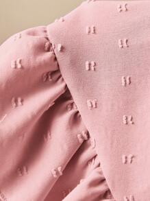 SHEIN Young Girls & Elegant Pink Cable Knit Puff Sleeve Top And A-Line Cake Skirt 2 Pieces Set, Spring & Summer - Pink - View 8