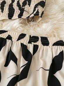 Franclia 女式春夏假日碎花褶皱吊带短款上衣和迷你裙性感两件套 - 彩色 - 查看 5