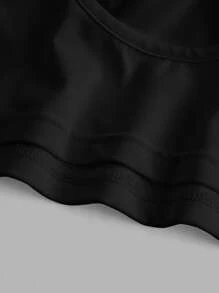 Tseoso Women's Casual Backless Crop Top With Tight Fitting And Round Neck Padded Built-In Bra Padding Chest Cup Chest Pad Removable Padding Chest Pad Non Removable Pad Ding Corset Top Bra Black Corset Top Corset Top Solid Color Pleated Padded Cami Top - Black - View 6