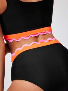 Swim Nautrix Ladies' Competitive Swimwear Set With Sun Protection, Chlorine Resistance, And Lace-Up Vest For Summer Beach Vacation - Black - View 6