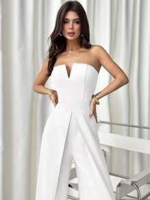 Firerie 女士优雅浪漫时尚休闲性感连衣裙，适合派对、度假、返校、浪漫约会、婚礼、生日、合身连衣裤 - 白色 - 查看 4