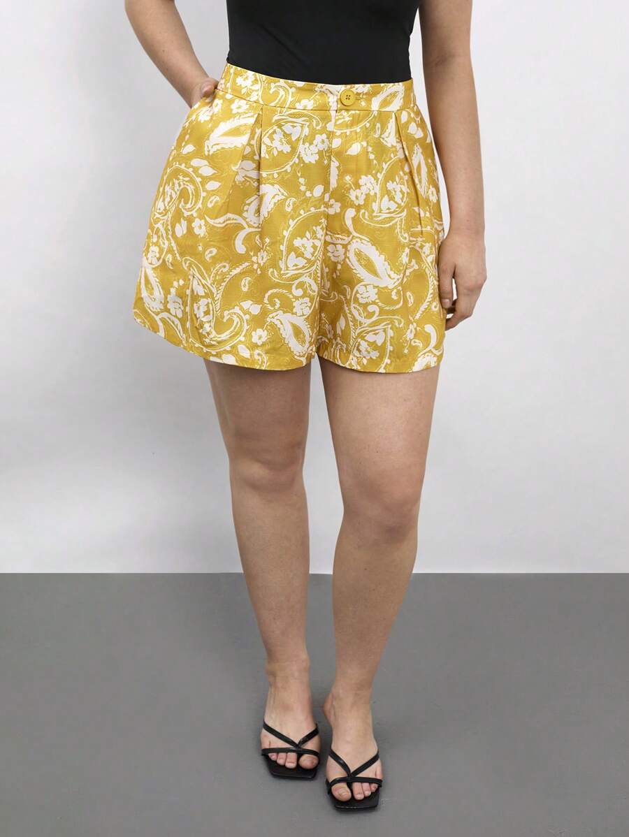 Maija 加大码女式夏季度假波西米亚宽松短裤、商务休闲女装、外出上衣、女士演唱会服装、单身派对服装、女士度假服装、波西米亚风女装、加大码女式西部服饰 - 黃色 - 查看 1