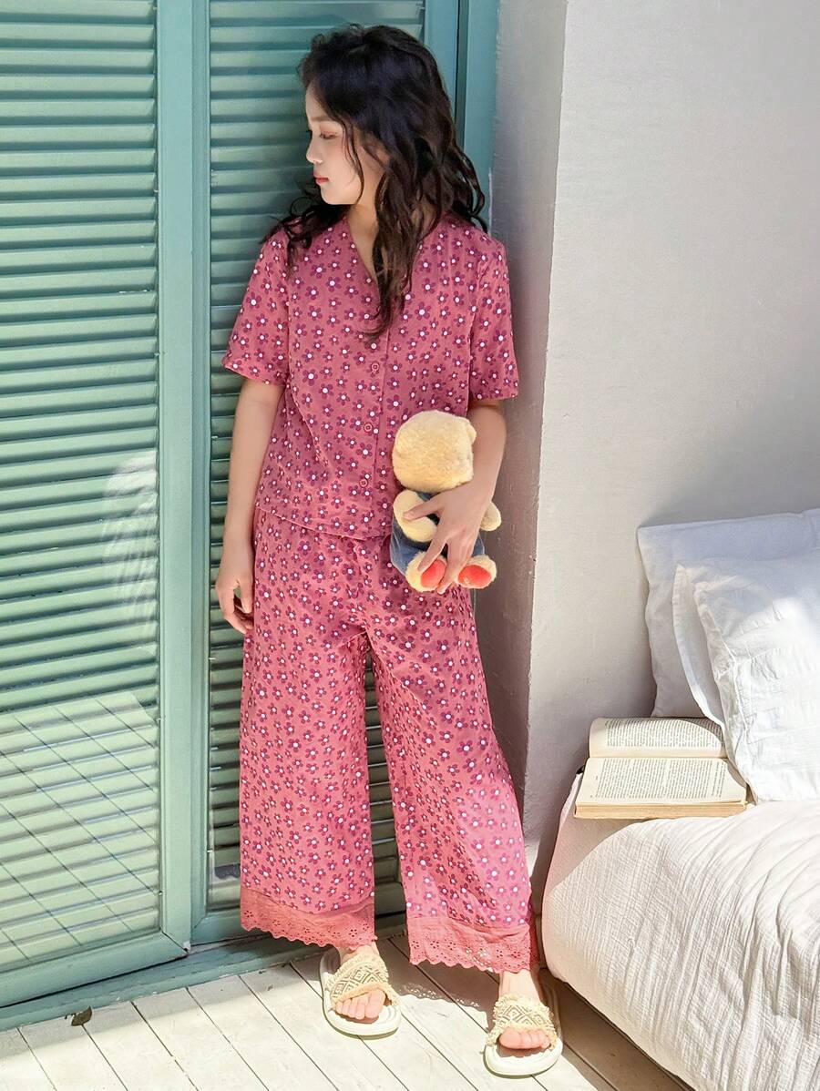 DAZY 青少年女孩秋季睡衣 青少年女孩 - 粉色 - 查看 1