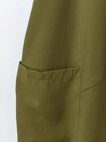 EMERY ROSE Plus Size Sleeveless Solid Color Casual Vacation Dress - Army Green - View 5