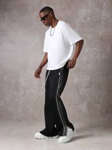 SUMWON Designer Athletic Flare Sweatpants Retro Track Style Jogger High Performance Sports Wear Fall Winter Active Leisure Bottoms Street Style Urban Fashion Unisex Fitness Wear - Black - View 2