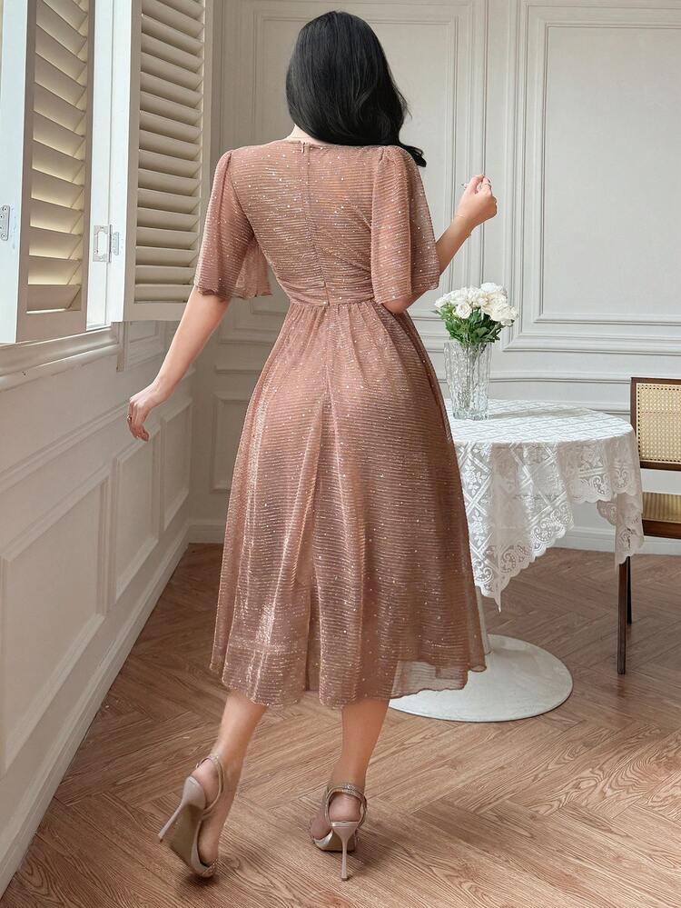 Floral V-Neck Ruffle Sleeve Dress For Women Wedding Guest Dress Maxi Dress Sundress