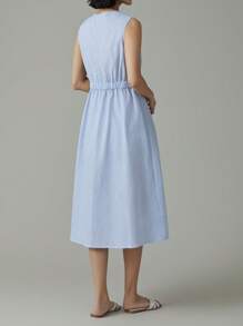 EMERY ROSE Women's Summer Casual Striped Sleeveless Midi Dress