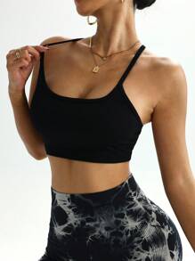 Easithlete Women's Solid Color Cross Back Cropped Workout Tank Top For Everyday Fitness - Black - View 5