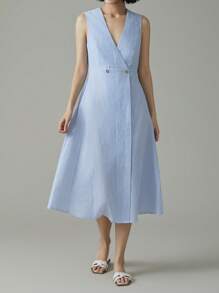 EMERY ROSE Women's Summer Casual Striped Sleeveless Midi Dress