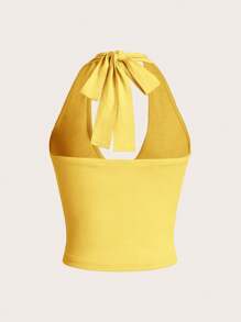 SHEIN EZwear Summer Casual Solid V-Neck Sleeveless Cami Top Yellow - Yellow - View 2