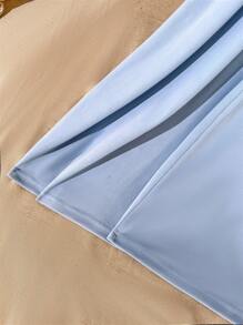 Flirla Plus Size Women Elegant Crew Neck Short Sleeve Minimalist Charming Date/Casual Cinched Waist Dress, Summer - Blue - View 4