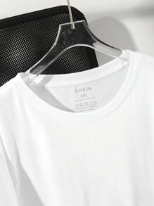 INAWLY Plus Size Plain Short Sleeve Round Neck T-Shirt, Simple And Fashionable For Summer - White - View 3