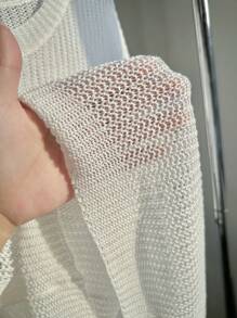 Comfortcana Plus Size Sommar Casual Bokstav Mönster Stickad Väst För Höst/Vinter - Vitt - Visa 6