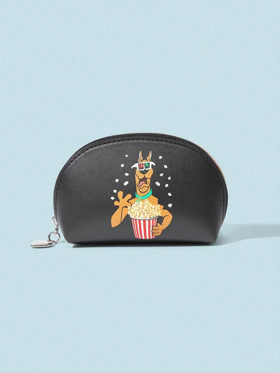 SCOOBY-DOO X SHEIN Cartoon Printed Black Compact Stylish Large Capacity Coin Purse - Black - View 1