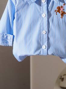 SHEIN Blouse élégante et sophistiquée de style vintage pour bébé fille, polyvalente et décontractée pour le quotidien, avec motif brodé