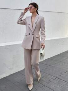 CLARA VERO Conjunto de traje elegante verde oliva para mujer