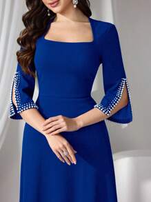 Coutiva Women's Bubble Bead Embellished Bodycon Formal Party Dress, Gown, For Evening, Wedding Guest - Royal Blue - View 6