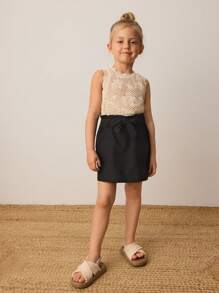 Maija Kids Maija Kids 年轻女孩宽松休闲系带 A 字裙 - 黑色 - 查看 4