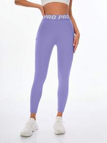 Sovereign Charm Slimming Shaping High Waist Yoga Leggings - Purple - View 8