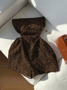 Comfortcana 大码豹纹连体裤，百搭适合海滩度假、春夏季 - 棕色 - 查看 1