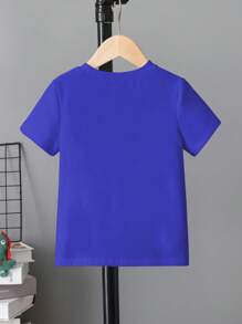 Camiseta básica de manga corta y cuello redondo de color azul marino con estampado "Es ciencia, hermano" para niño, de verano