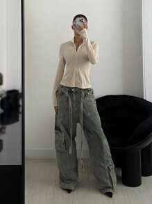 StreetHx Women's New Long Sleeve Zipper Outerwear Jacket, Slim Fit, Sporty Style, Suitable For Yoga, Casual Wear - Apricot - View 3