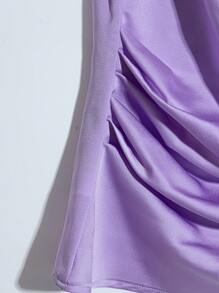 Franclia Women's Short Sleeve Crop Top Blouse, Summer - Purple - View 4