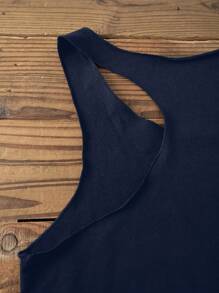 SHEIN LUNE Áo tank top nữ kiểu dáng thường ngày với họa tiết bướm và hoa, thích hợp cho mùa hè, phong cách thường ngày. - Màu xanh hải quân - Xem 3