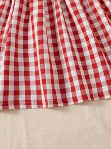 SHEIN Playful Pals Toddler Girls Casual Plaid Sleeveless Dress, Versatile For Outdoor Play Or Comfortable Indoor Wear - Red - View 5
