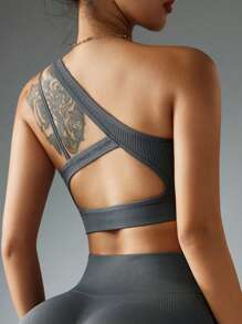 SHEIN Sport Studio Einfarbiger nahtloser rückenfreier Sport-BH mit einem Träger