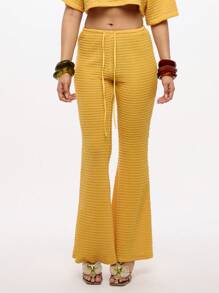SUMWON WOMEN Quần ống loe cạp cao Crochet Beach Cover Up Quần Palazzo Quần áo mặc đi nghỉ mát mùa hè Quần áo mặc ở nhà bên hồ bơi Phong cách Bohemian Quần áo đi biển - Màu vàng - Xem 1