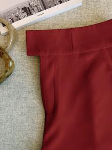 INAWLY Quần short túi đơn sắc thường ngày cho nữ, đa năng - Đỏ - Xem 5
