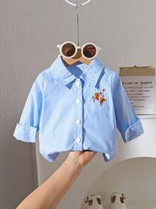 SHEIN Blouse élégante et sophistiquée de style vintage pour bébé fille, polyvalente et décontractée pour le quotidien, avec motif brodé