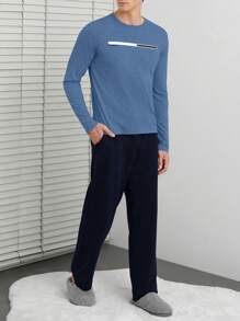 EURMUSE Men Letter Graphic PJ Set - Multicolor - View 3