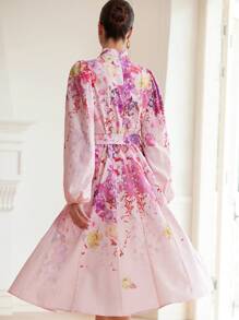 Aveloria Rosie 女士花卉印花长袖系带连衣裙度假装女士优雅时尚春秋季风格