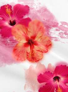 Mari Primo studio 女士红色花卉印花休闲上衣，适合音乐节、海滩、度假 - 彩色 - 查看 6