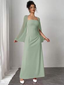 Firerie 女士两件套雪纺连衣裙，粉色 - 薄荷綠 - 查看 2