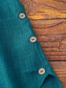 EMERY ROSE Plus Size Minimalist Fashionable Summer Short Sleeve Shirt - Green - View 4