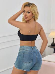 SHEIN 1 pieza Sujetador camiseta sin cables sexy para mujer con encaje, minimalista y romántico