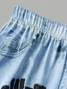 2 件套 Tween 女童休闲圆领套头衫，腰部荷叶边和裤子套装 - 淺藍色 - 查看 8