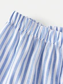 Nova Glow Tween Girls Vacation Casual Woven Blue Striped Cami Top & Wide Leg Pants Set