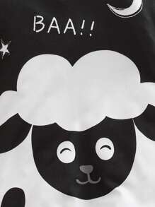 Newborn Infant Boys Lamb-Printed Knitted Rompers Perfect For Summer Wear - Black - View 3