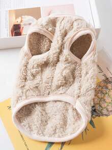 狗狗毛衣背心柔软冬季寒冷天气保暖套头无袖小狗衣服适合中小型犬幼犬室内户外 - 卡其色 - 查看 5