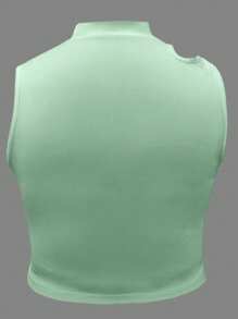 SHEIN Plus Size Solid Color Camisole Tank Top, Fashionable For Summer - Green - View 2