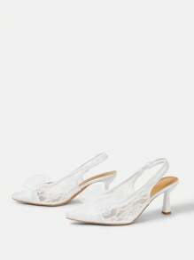 CUCCOO HITCHD Fashionable New Lace Pointed Toe Wedding High Heels For Women - White - View 6