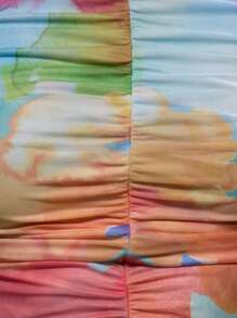 MUSERA Slinky Ruched Front Elegant Longline Flared Sleeve Top Only For Summer Vacation Wedding Guest Graduation Formal - Blue - View 6