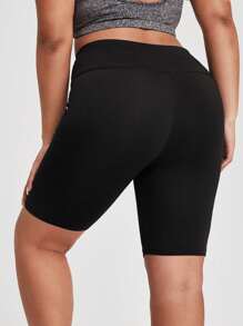 Seamluxe SHEIN Sport Sport-Leggings mit großer Taille und weitem Gummiband in großen Größen, Biker Shorts