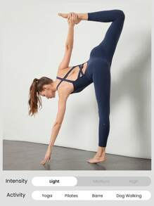 GLOWMODE 24" FeatherFit™ One And Only Tummy Control Double Crossover Back Jumpsuit Bodysuit Low Impact Yoga Pilates Studio Daily Casual Wear Removable Cups